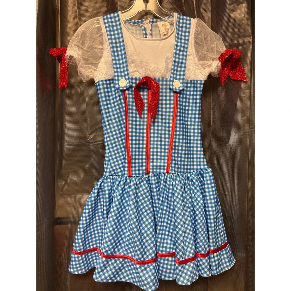 Rubie's Wizard of Oz Dorothy Dress Costume Red Sparkly Bow Halloween Med w/shoes